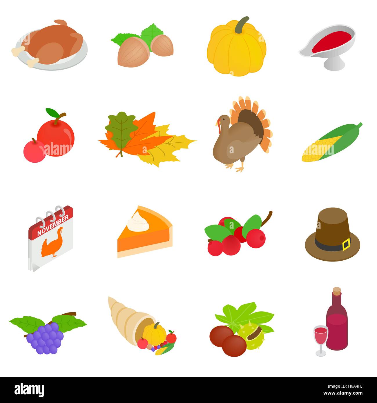 Thanksgiving day isometric 3d icons Stock Vector Image & Art - Alamy