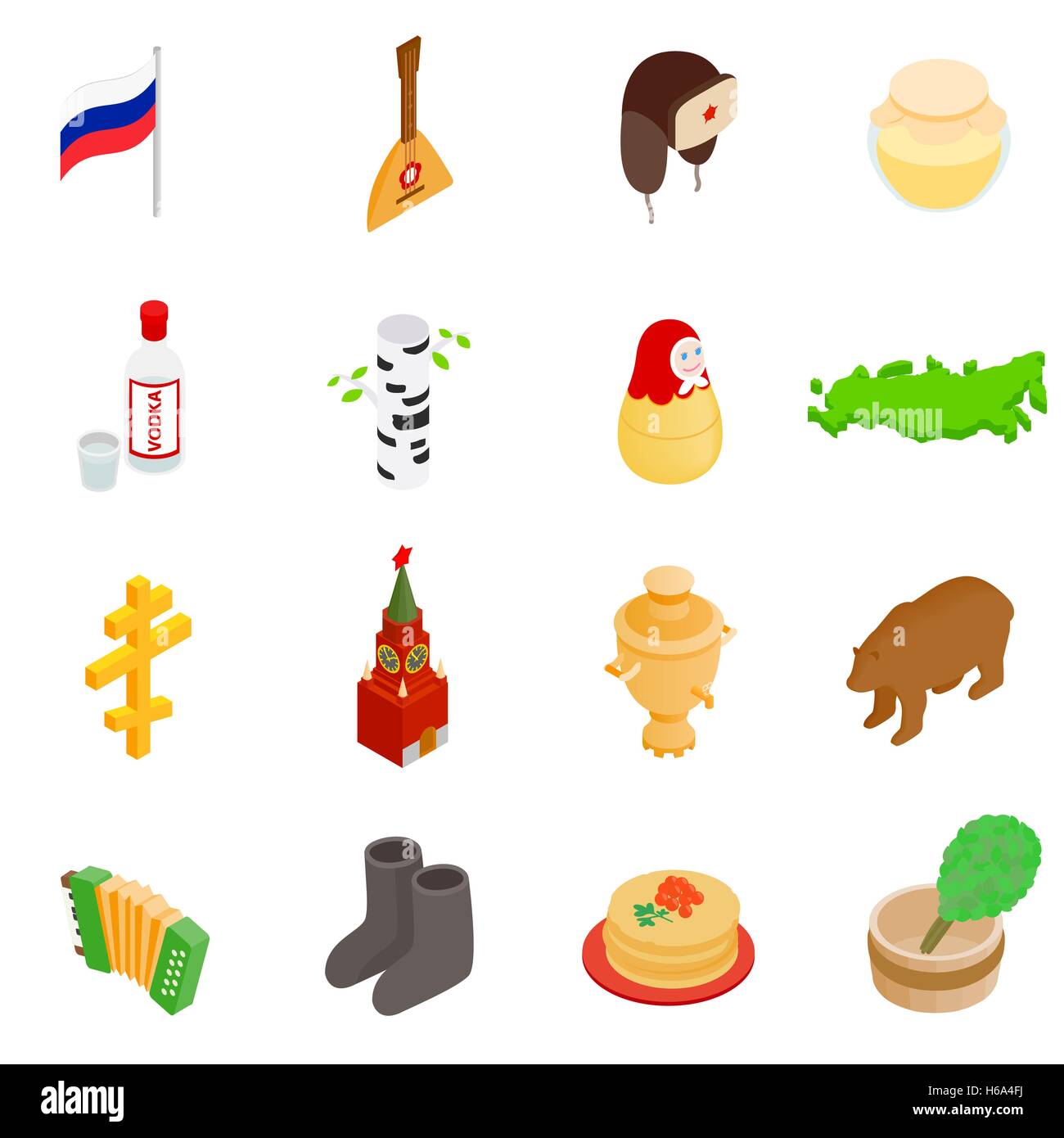 Russia isometric 3d icons Stock Vector