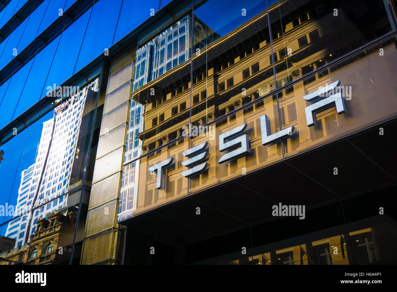 Tesla Car showroom in Sydney, Australia Stock Photo