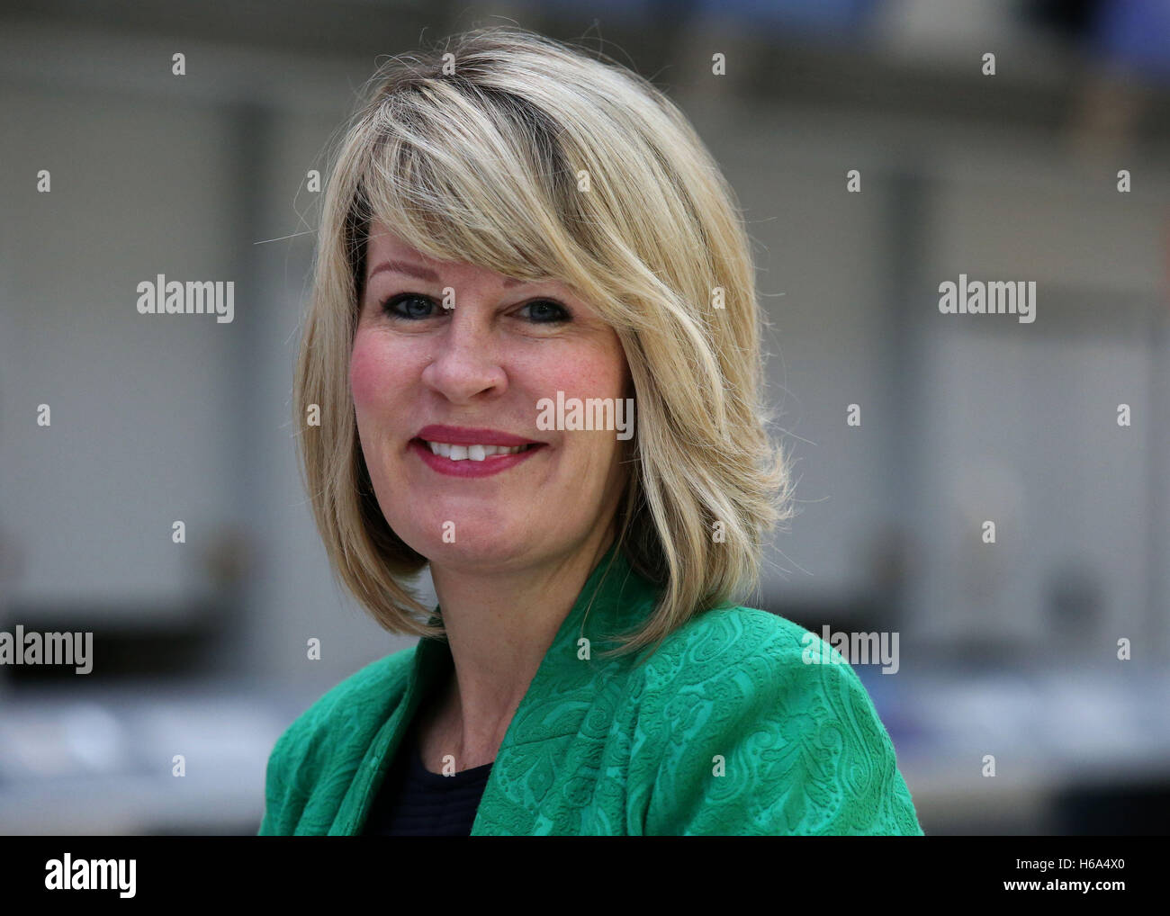 Glasgow Airport Chief Executive Amanda McMillan during a visit from Aviation Minister Lord Ahmad where he outlined the advantages of the expansion announced yesterday of Heathrow airport with the planned construction of a third runway. Stock Photo