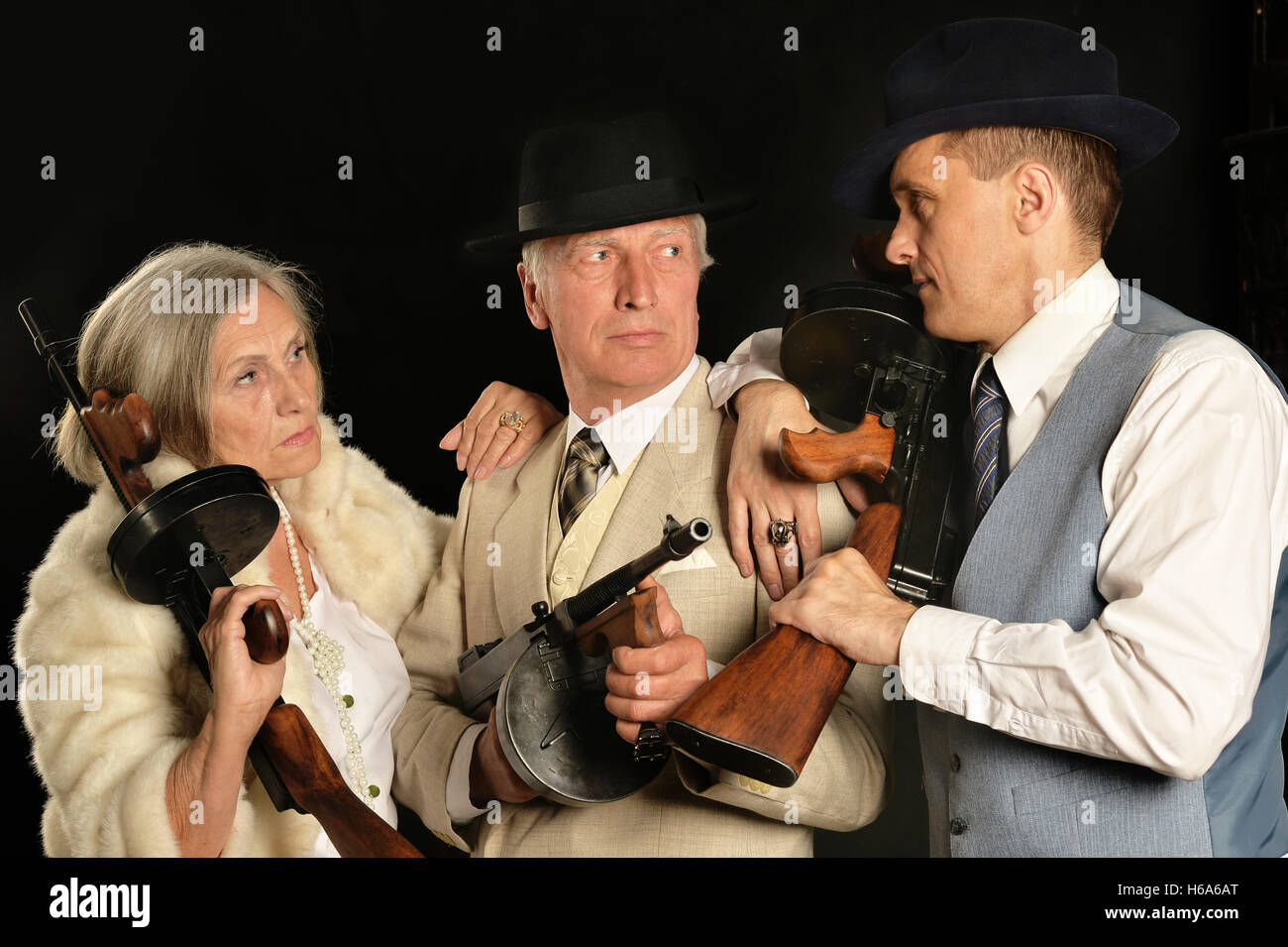 Gangsters companions with weapon Stock Photo