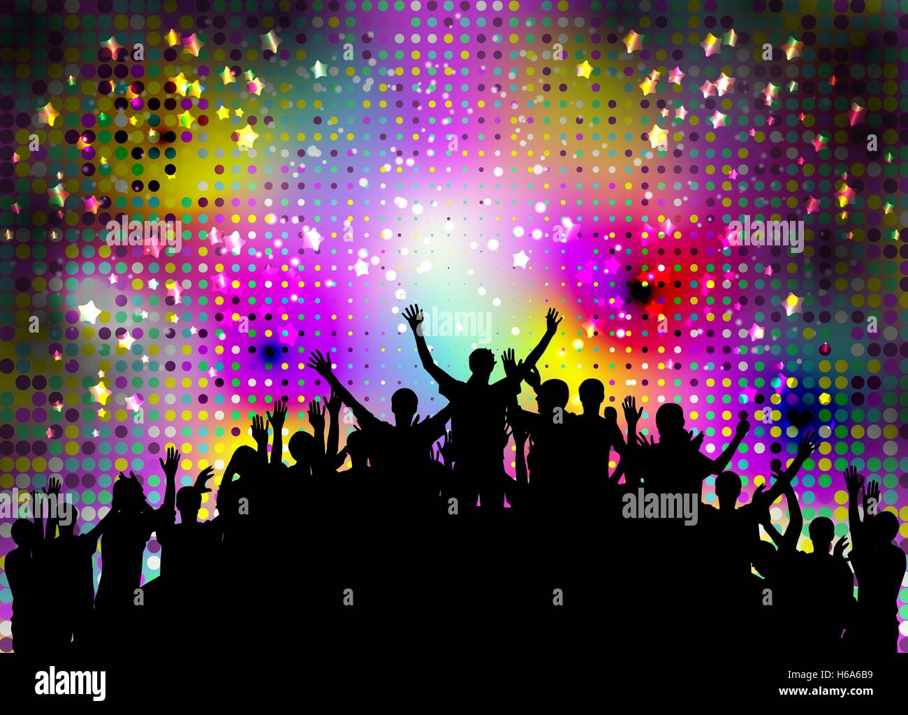 Crowd concert silhouettes Stock Vector Images - Alamy