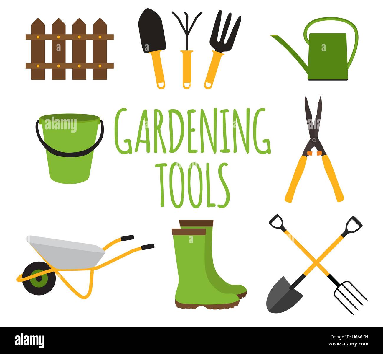Gardening Tools, Instruments Flat Icon Collection Set. Vector Il Stock ...