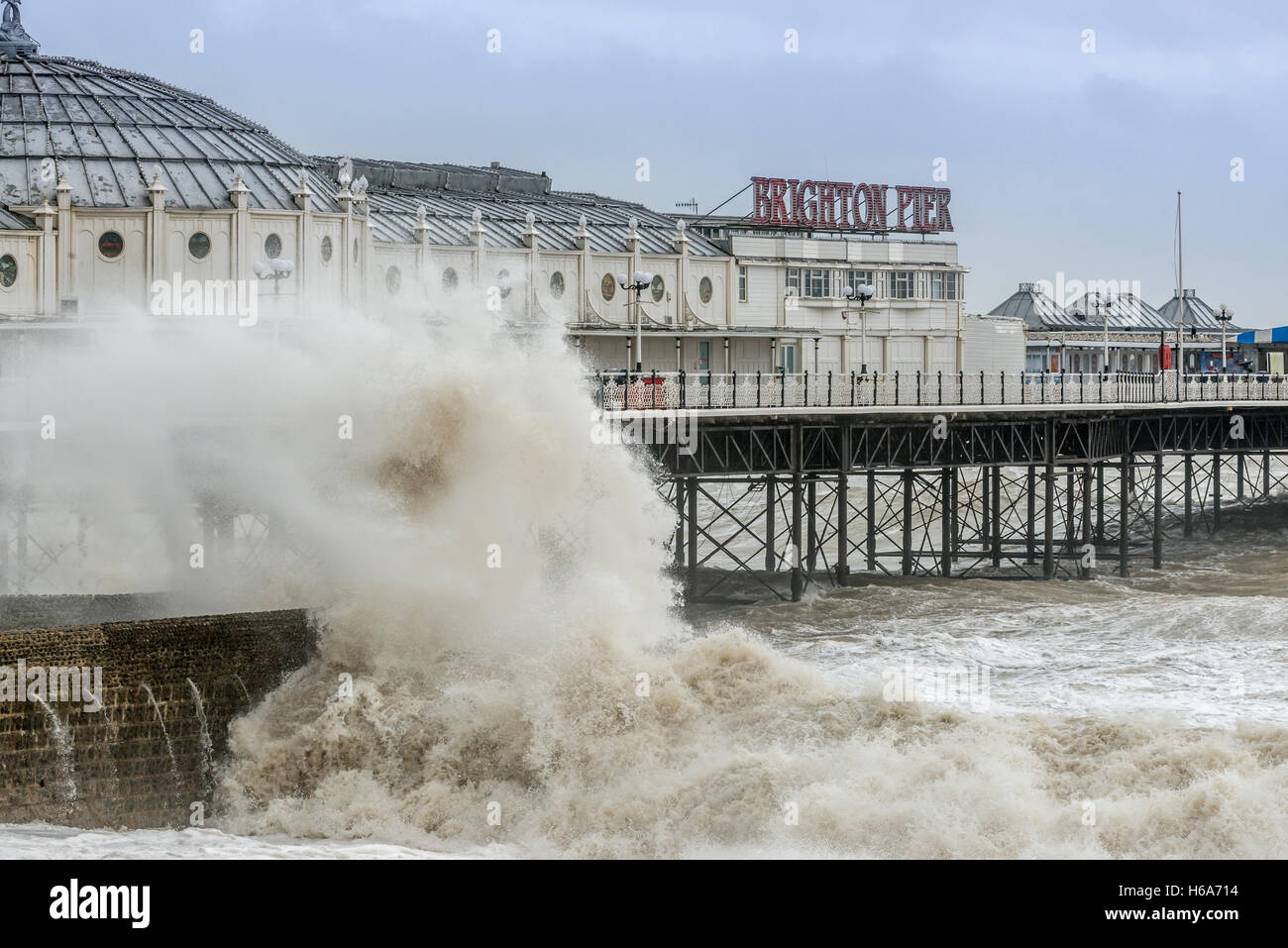 Stormy seas on Brighton seafront Stock Photo Alamy