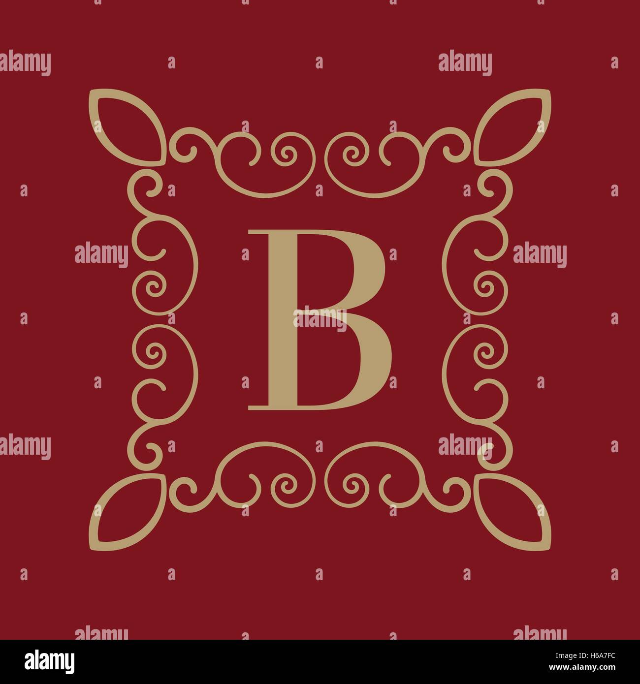Monogram letter B. Calligraphic ornament. Gold. Retro, Business and ...