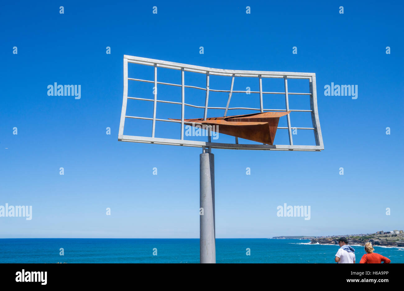 Bondi Beach, Sydney, Australia. 24th Oct, 2016. Sculpture by the Sea, Australia's largest annual outdoor sculpture exhibition along the coastal walk from Bondi Beach to Tamarama Beach. Steel sculpture titled 'Signed' by Jonathan Leahey Credit:  Manfred Gottschalk/Alamy Live News Stock Photo