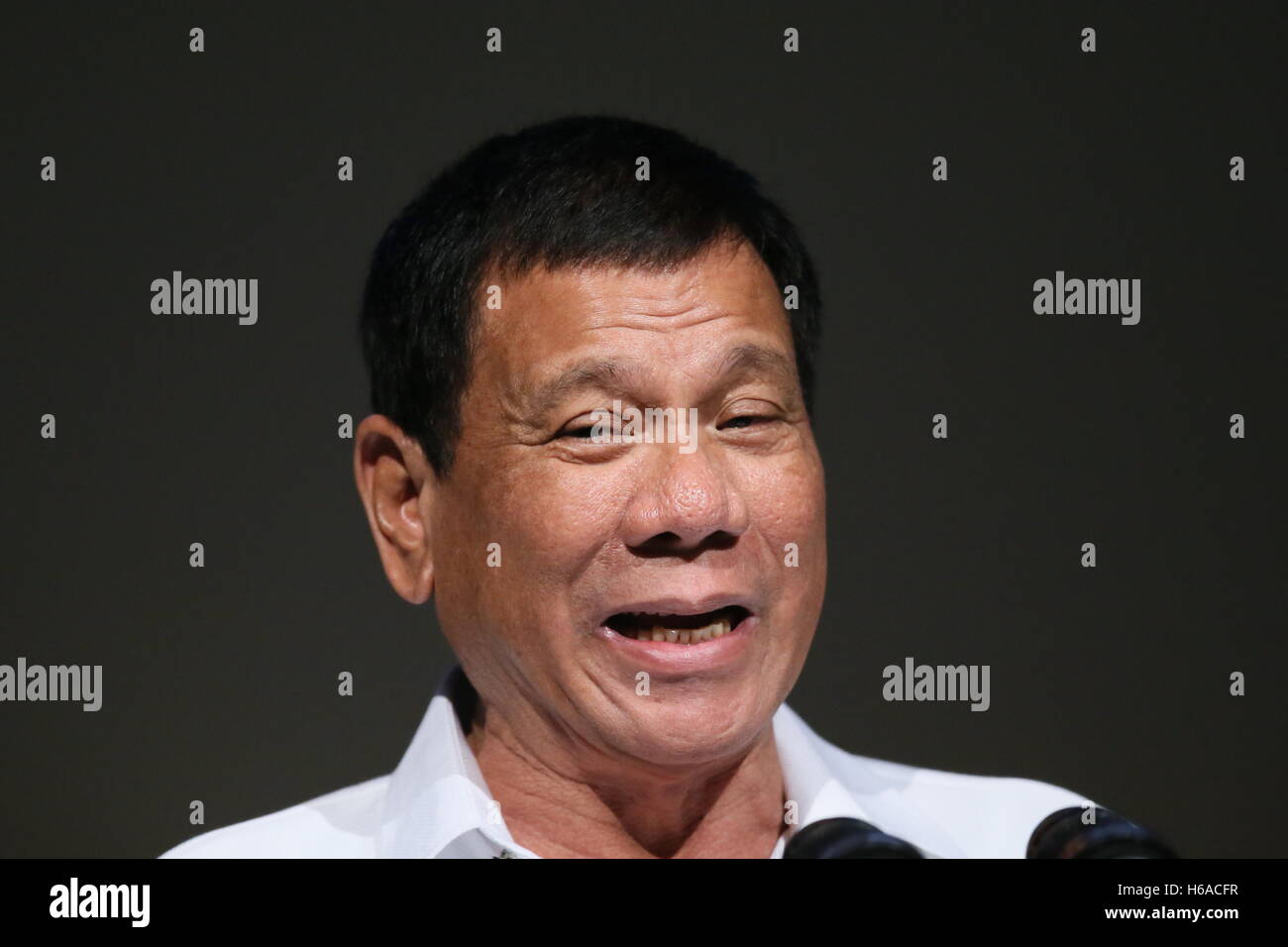 Philippine President Rodrigo Duterte delivers a speech at the Philippine Economic Forum in Tokyo