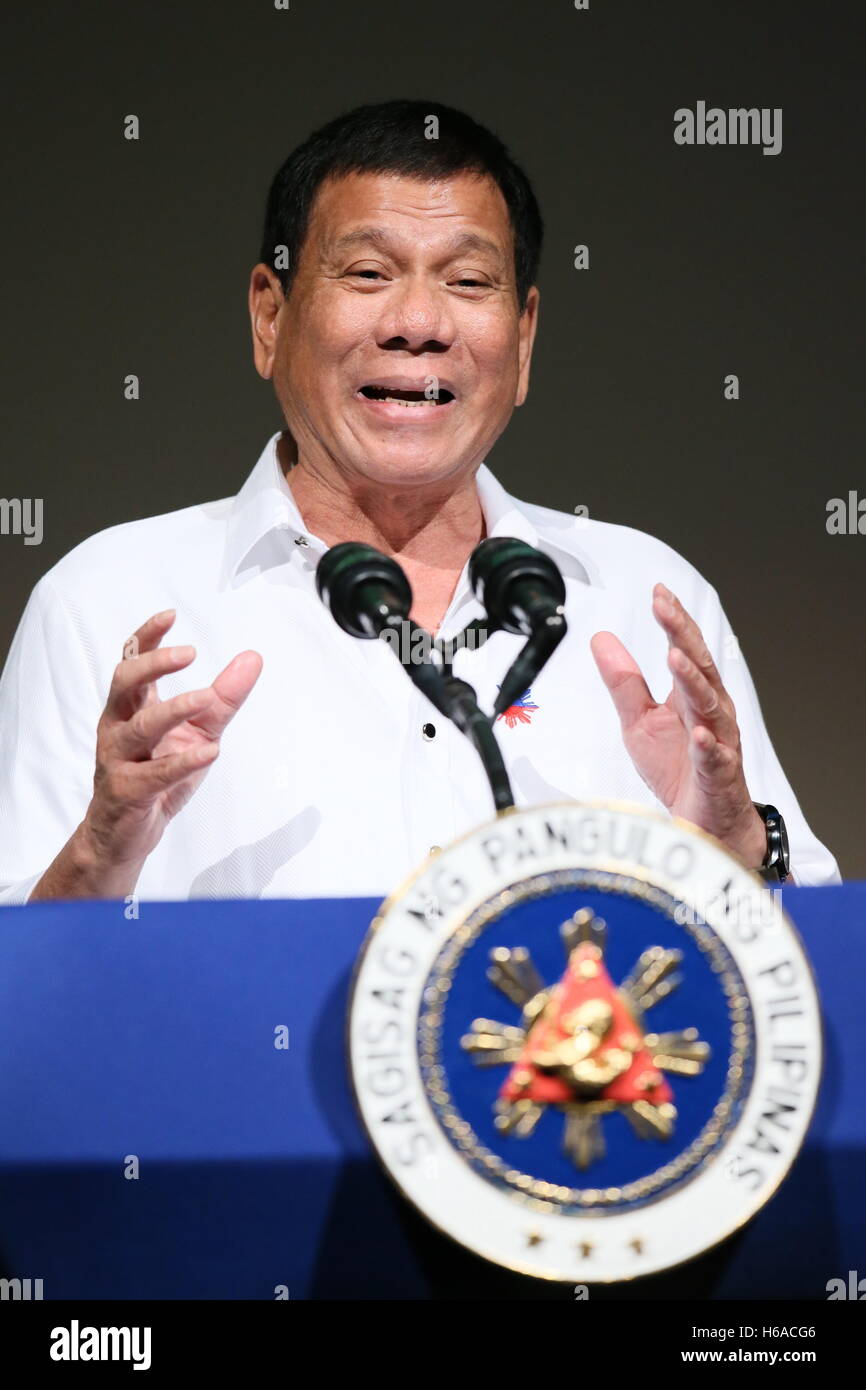Philippine President Rodrigo Duterte delivers a speech at the