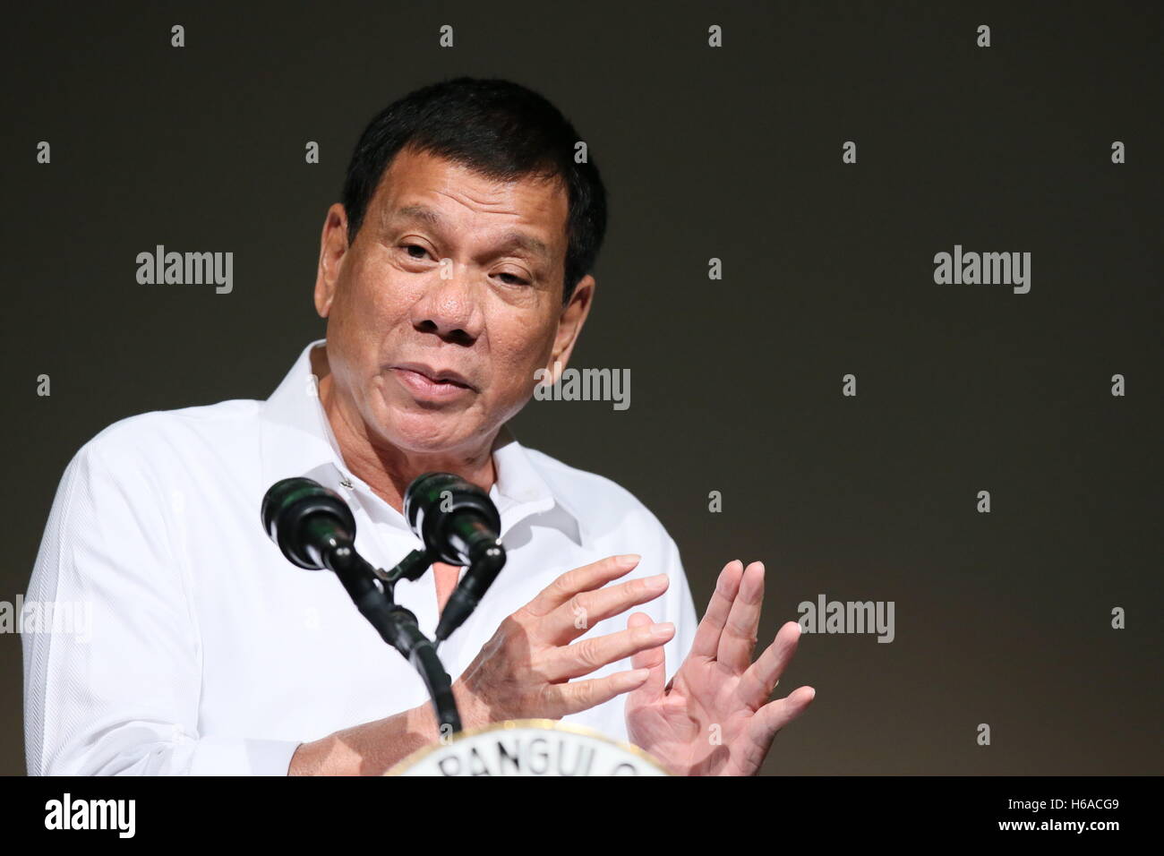 Philippine President Rodrigo Duterte delivers a speech at the Philippine Economic Forum in Tokyo