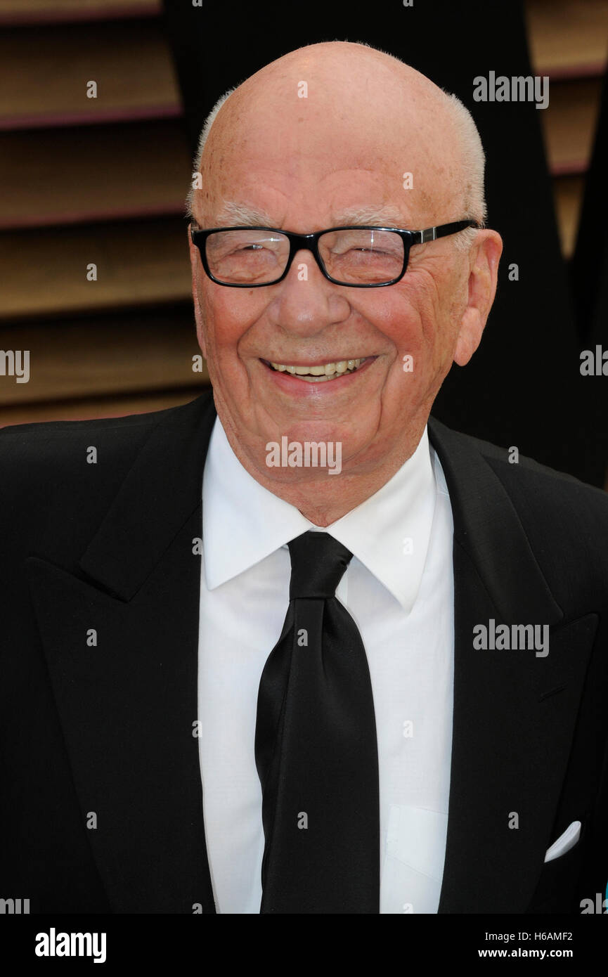 Rupert Murdoch attends the 2014 Vanity Fair Oscar Party on March 2, 2014 in West Hollywood, California. Stock Photo