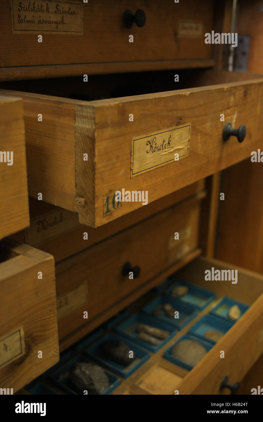 Vintage laboratory drawers Stock Photo - Alamy