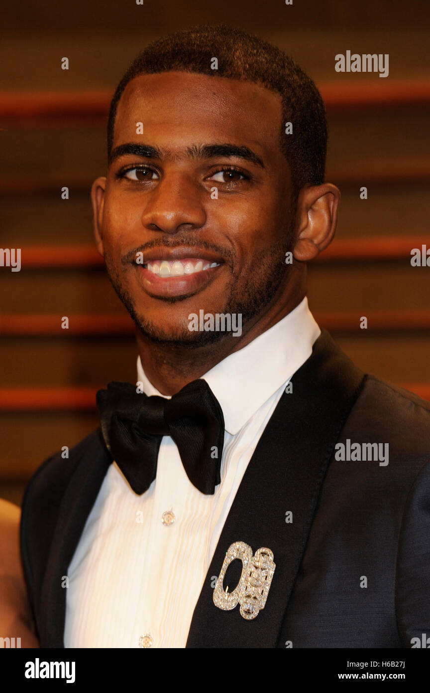 NBA player Chris Paul attends the 2014 Vanity Fair Oscar Party on March 2, 2014 in West Hollywood, California. Stock Photo