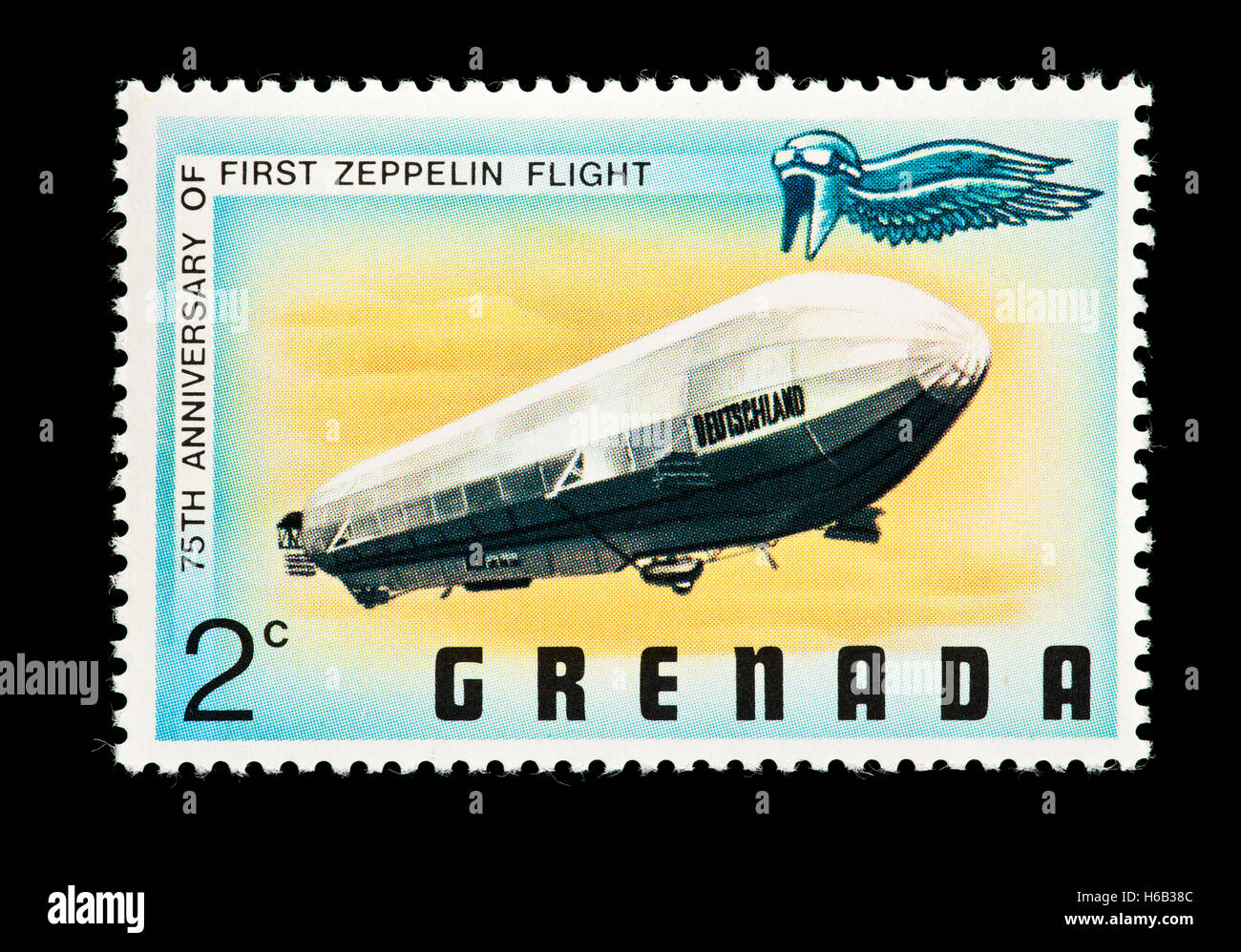 Postage stamp from Grenada depicting the fist flight of the Graf