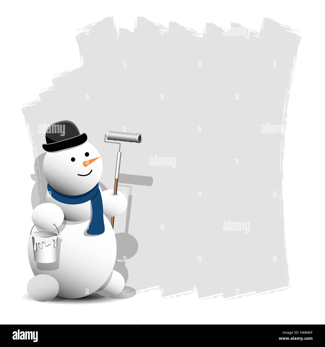 Illustration of a Cheerful Snowman with Paint Stock Photo - Alamy