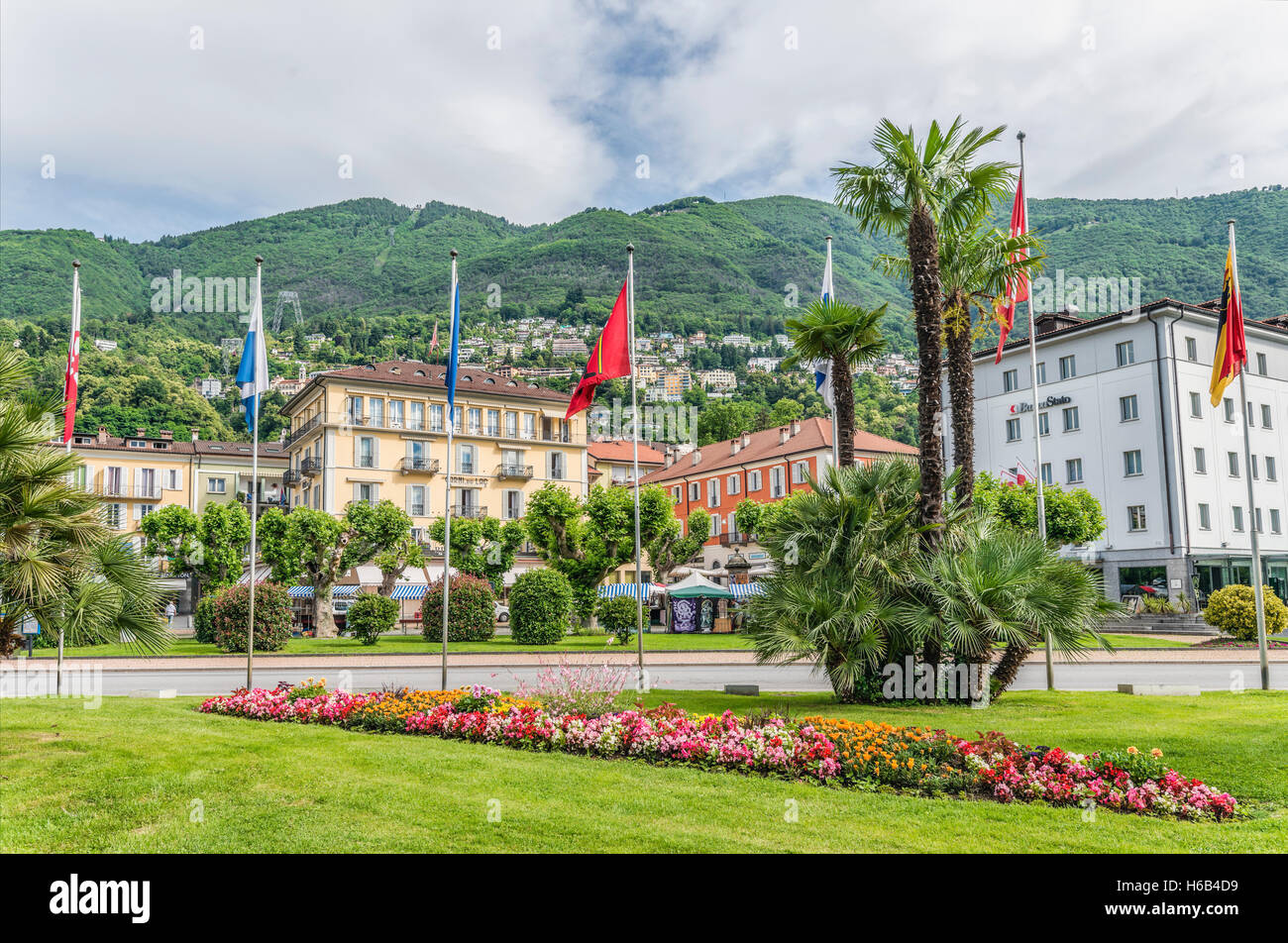 Lakefront of Locarno, Ticino, Switzerland Stock Photo