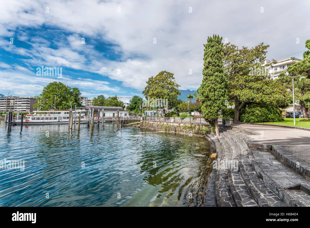 Lakefront of Locarno, Ticino, Switzerland Stock Photo