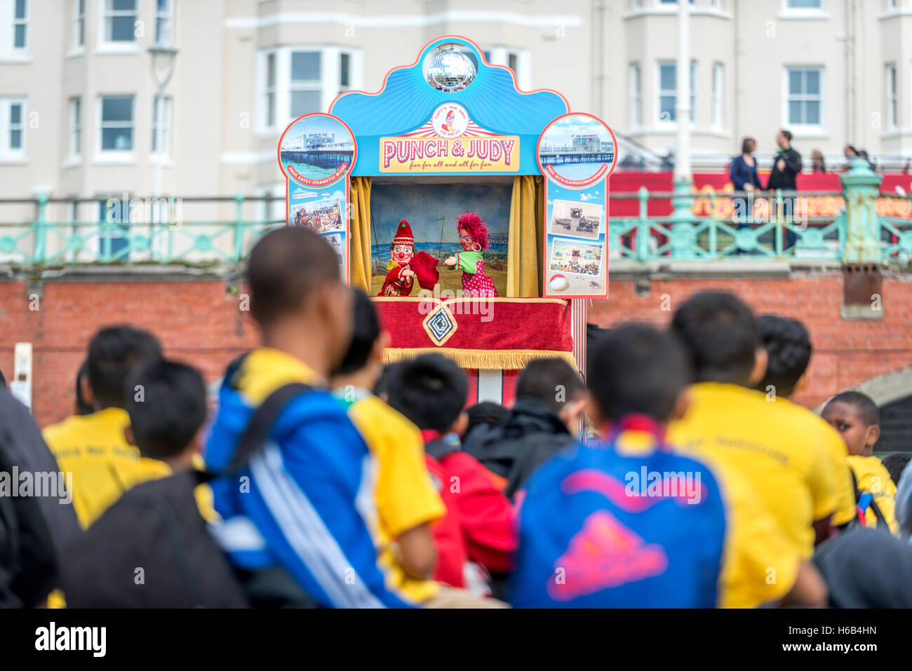 A traditional Punch and Judy show on Brighton beach Stock Photo Alamy