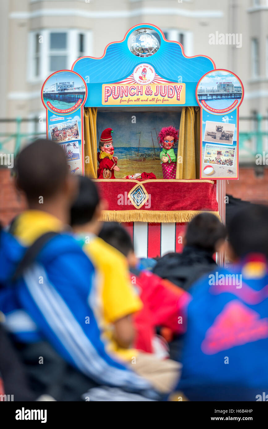 A traditional Punch and Judy show on Brighton beach Stock Photo Alamy