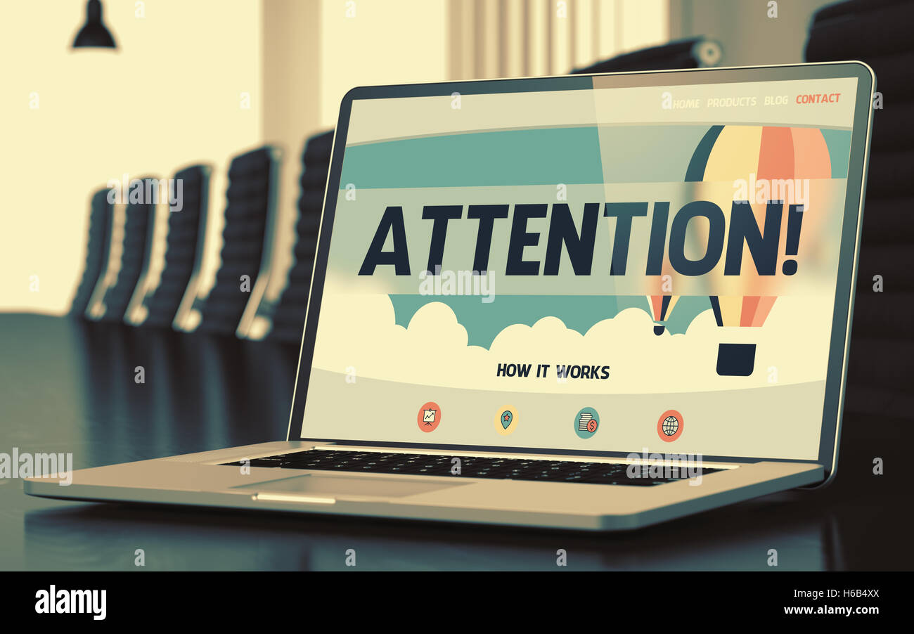 Attention on Laptop in Conference Hall. 3D Stock Photo - Alamy