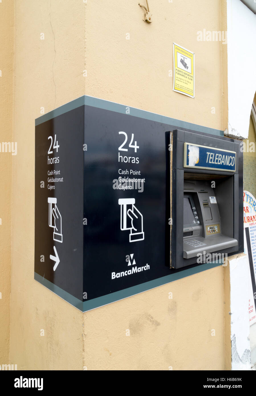 Spanish Telebanco 24 hour cash machine or ATM in Spain Stock Photo