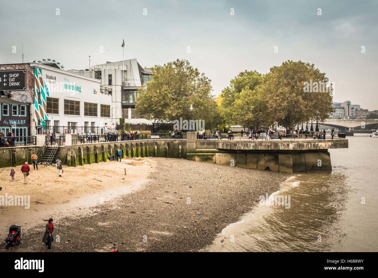 Proposed site of the controversial Garden Bridge on London's South Bank
