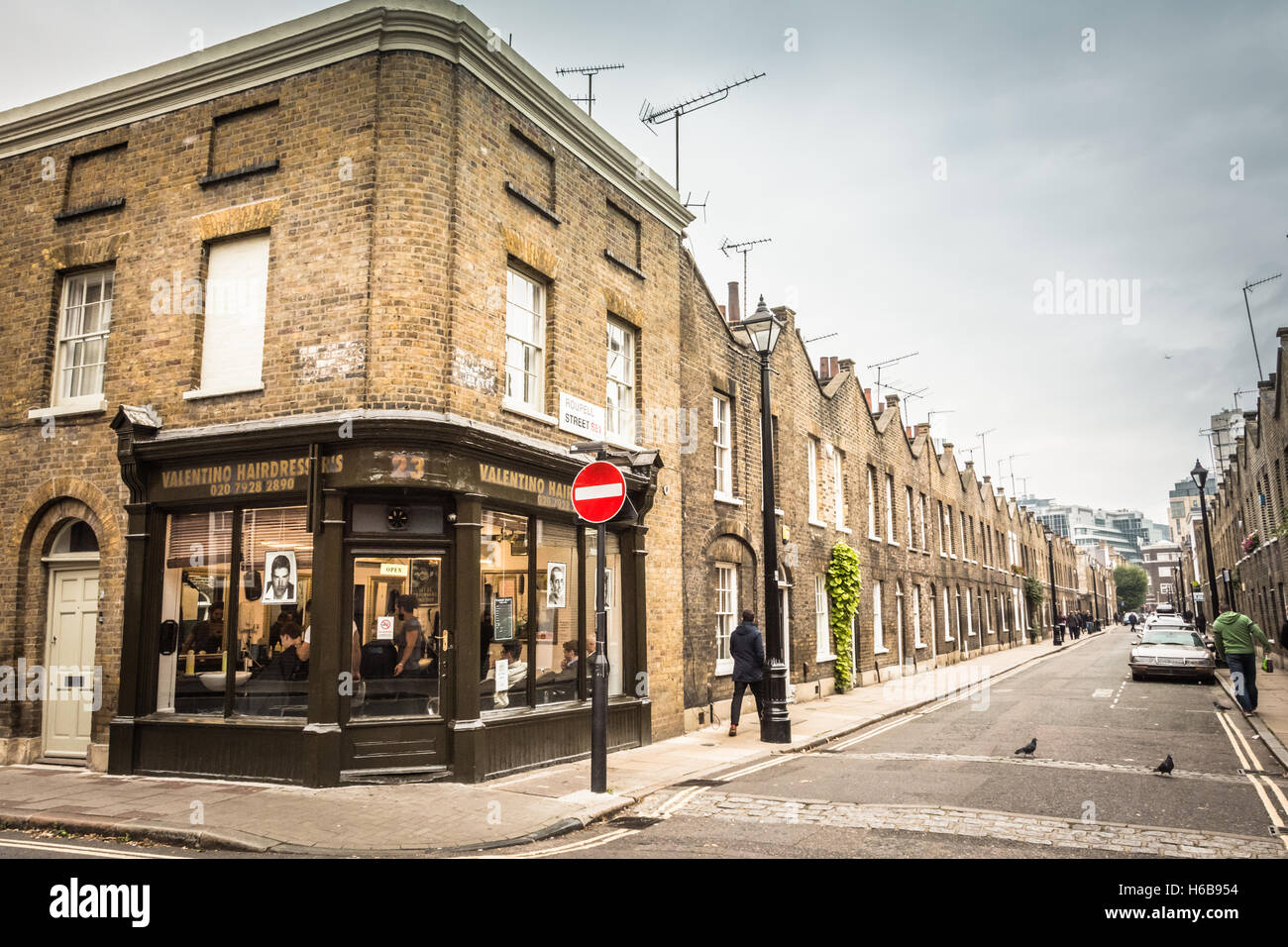 A hairdresser's shop on the corner of Roupell Street in Lambeth, London