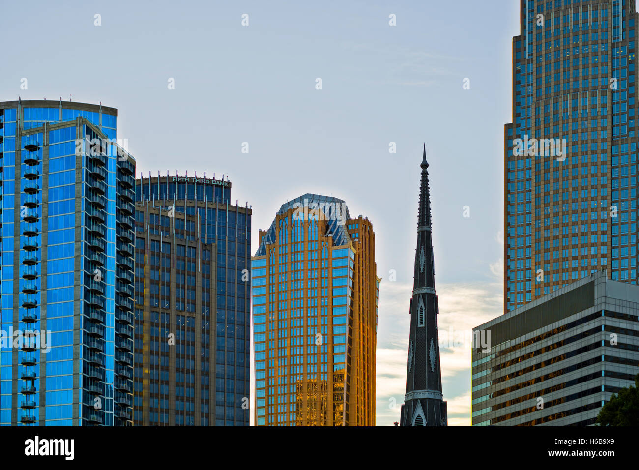 Architecture, Buildings in the City of Charlotte, NC Stock Photo