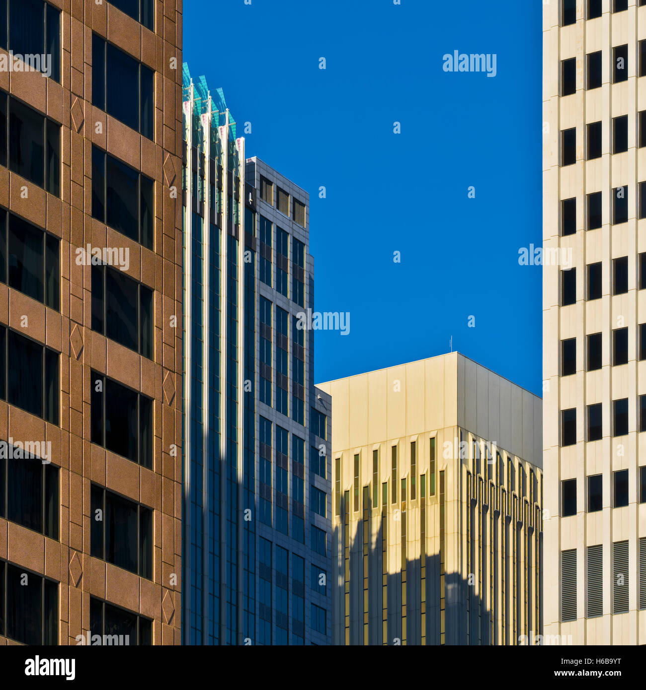 Architecture, Buildings in the City of Charlotte, NC Stock Photo