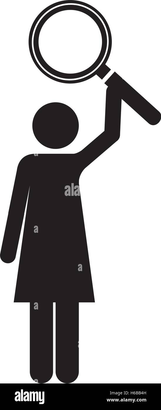 magnifying glass and woman pictogram icon image Stock Vector Image ...