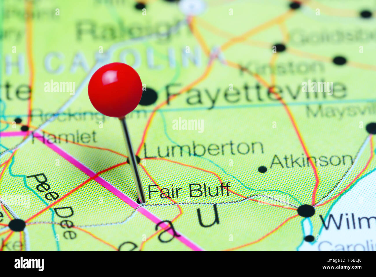 Fair Bluff pinned on a map of North Carolina, USA Stock Photo Alamy