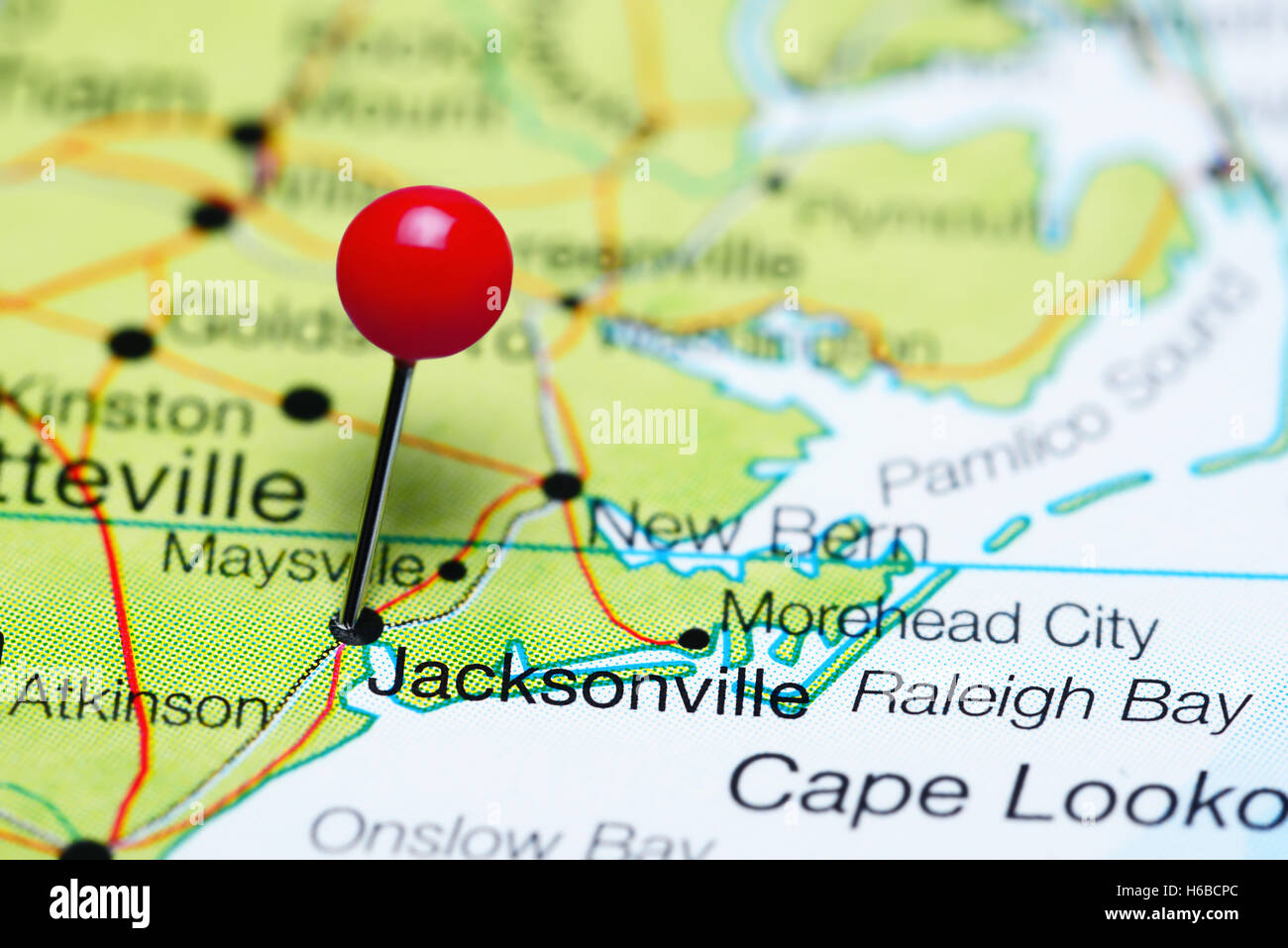 Jacksonville pinned on a map of North Carolina, USA Stock Photo Alamy