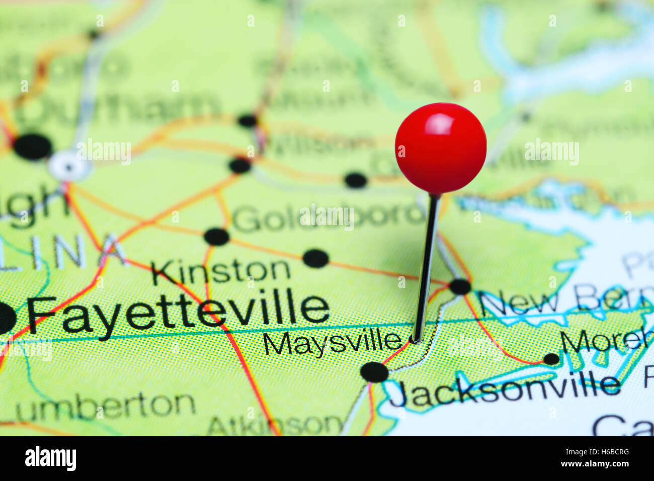 Maysville pinned on a map of North Carolina, USA Stock Photo Alamy