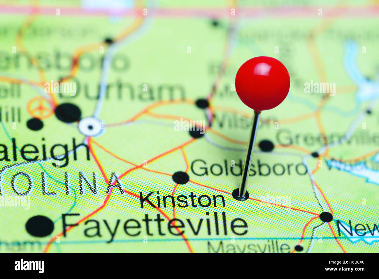 Kinston pinned on a map of North Carolina, USA Stock Photo Alamy