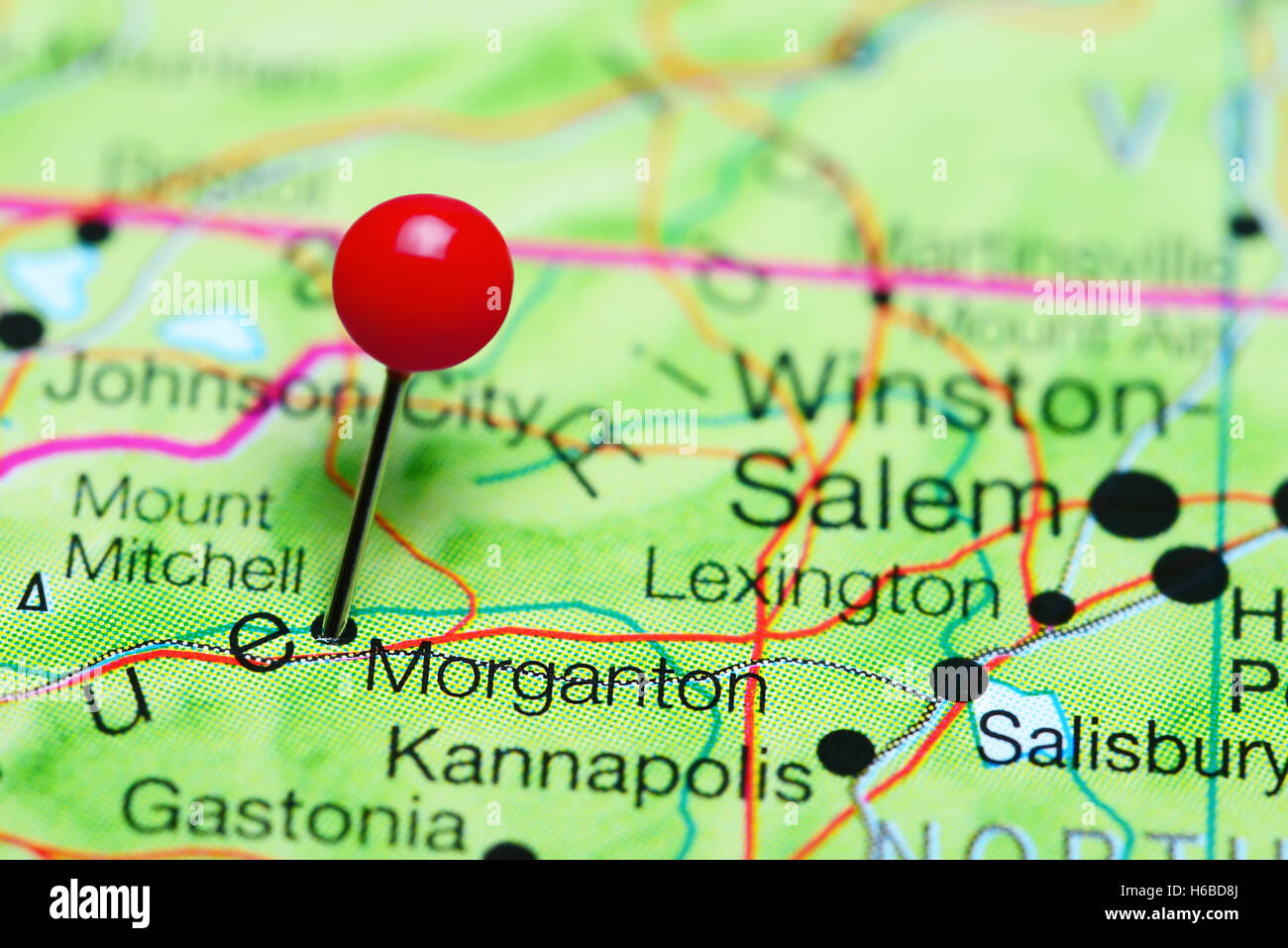 pinned on a map of North Carolina, USA Stock Photo Alamy