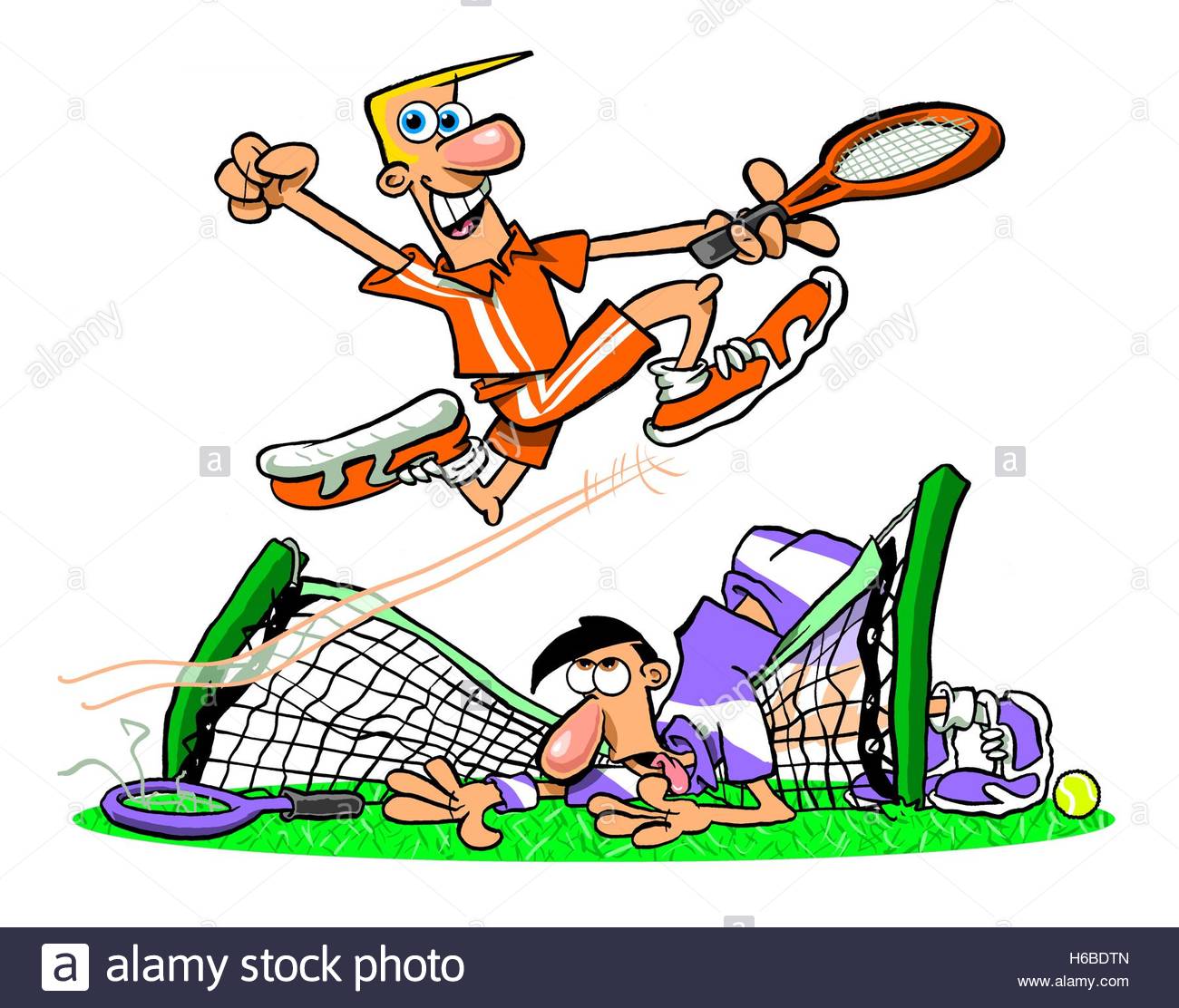 Cartoon tennis winner and loser Carton caricature of winner and Stock ...