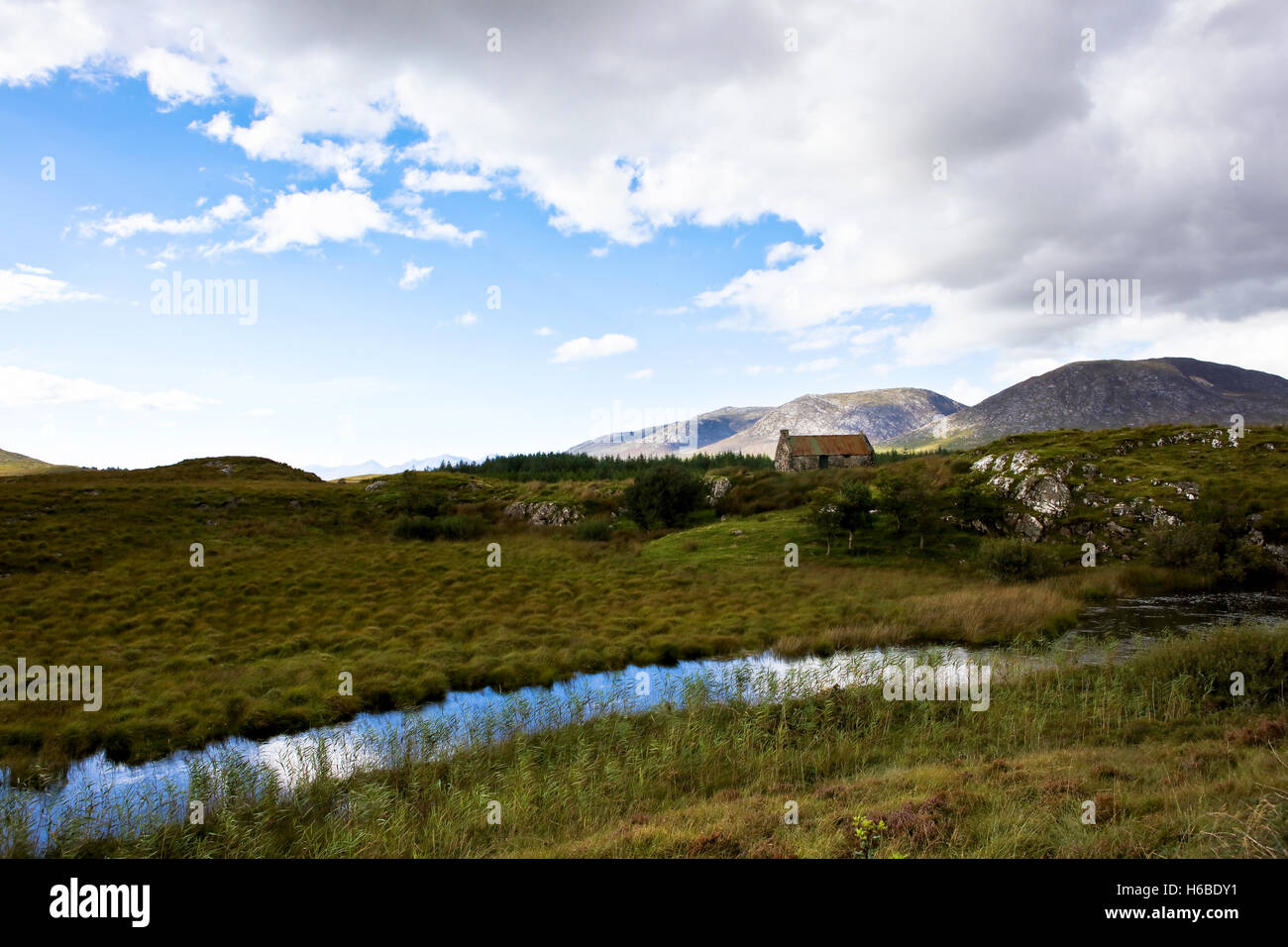 Scenic landscape of mountains and lakes in connemara ireland Stock Photo