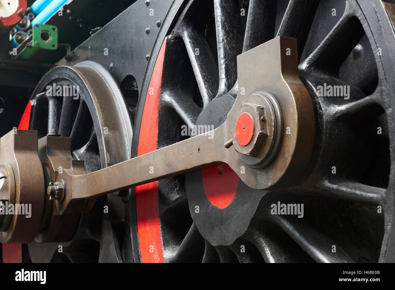 Steam wheel and connecting rod detail. Horizontal Stock Photo Alamy