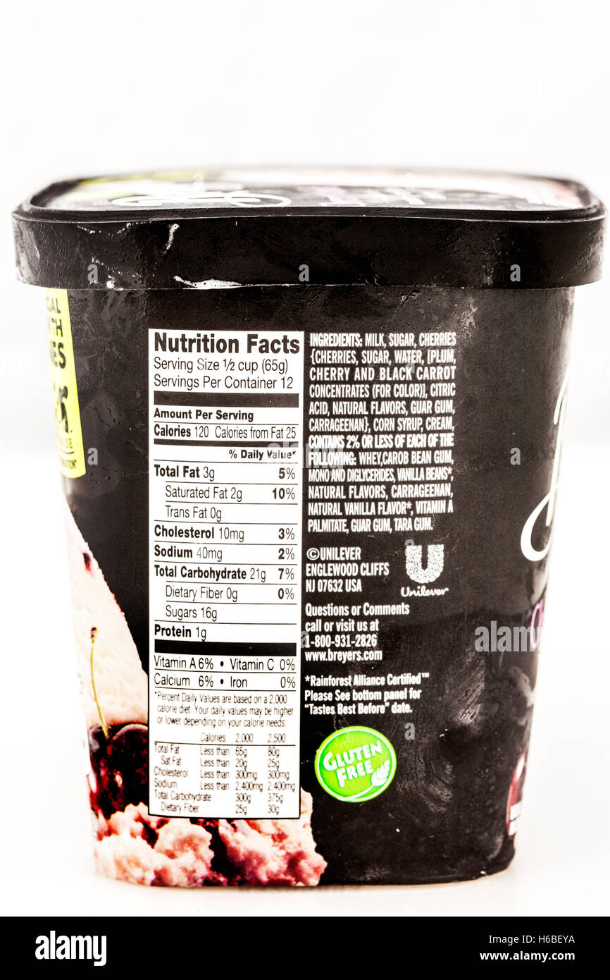 The federally-required nutrition label on packaged food gives a grocery customer important health information. Stock Photo