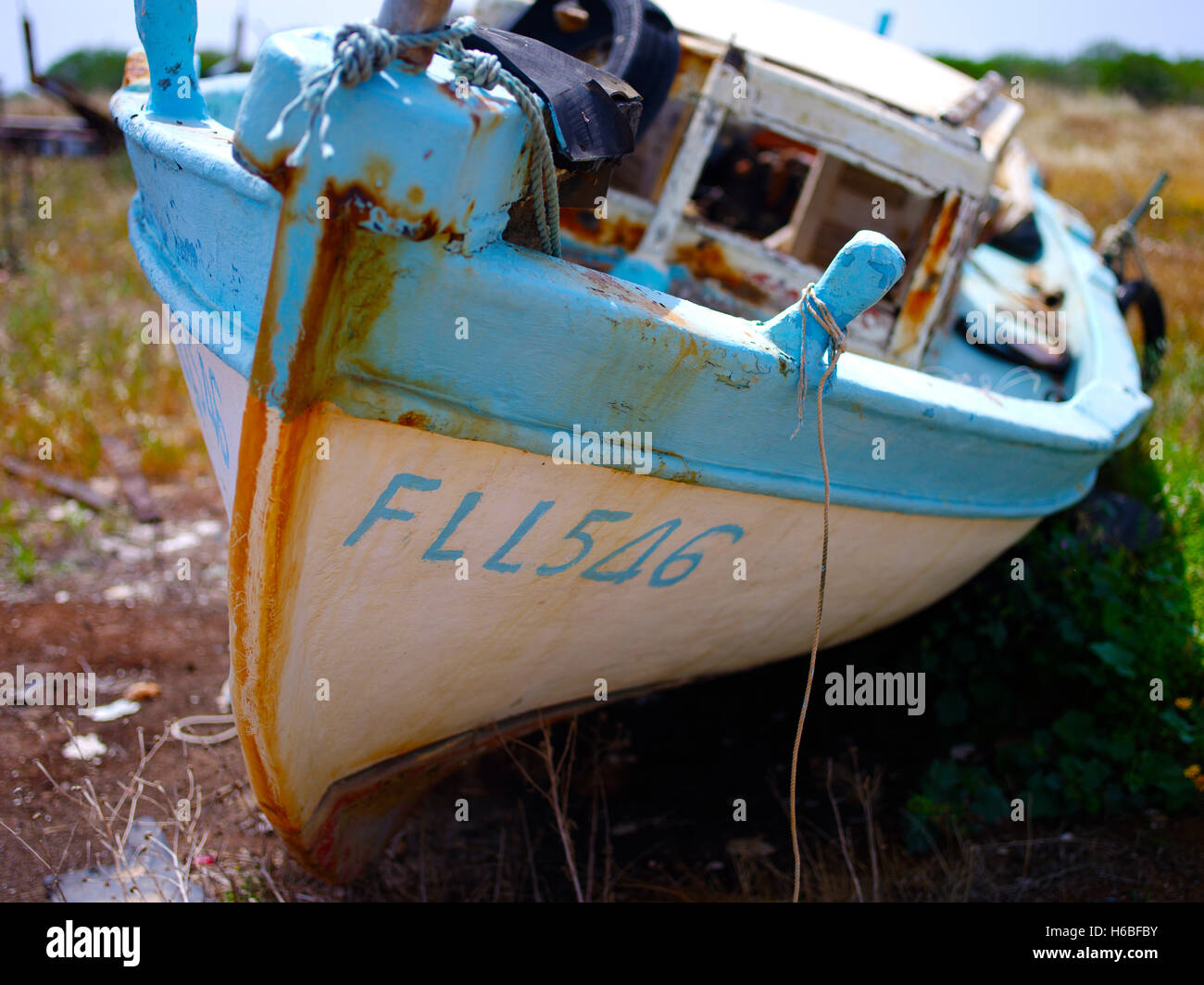 Old fishing boat in Potamos Liopetri Cyprus Stock Photo