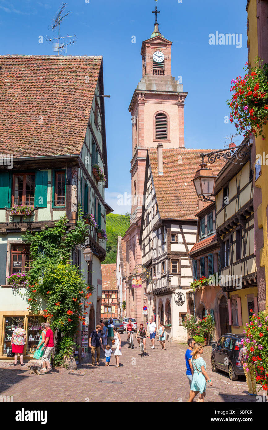 Riquewihr wine route village, Alsace, France Stock Photo