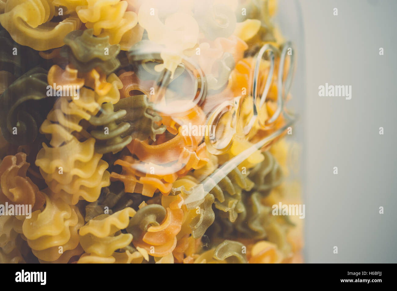 Noodles through glass in a mason jar, macro close up image of noodles Stock Photo Alamy