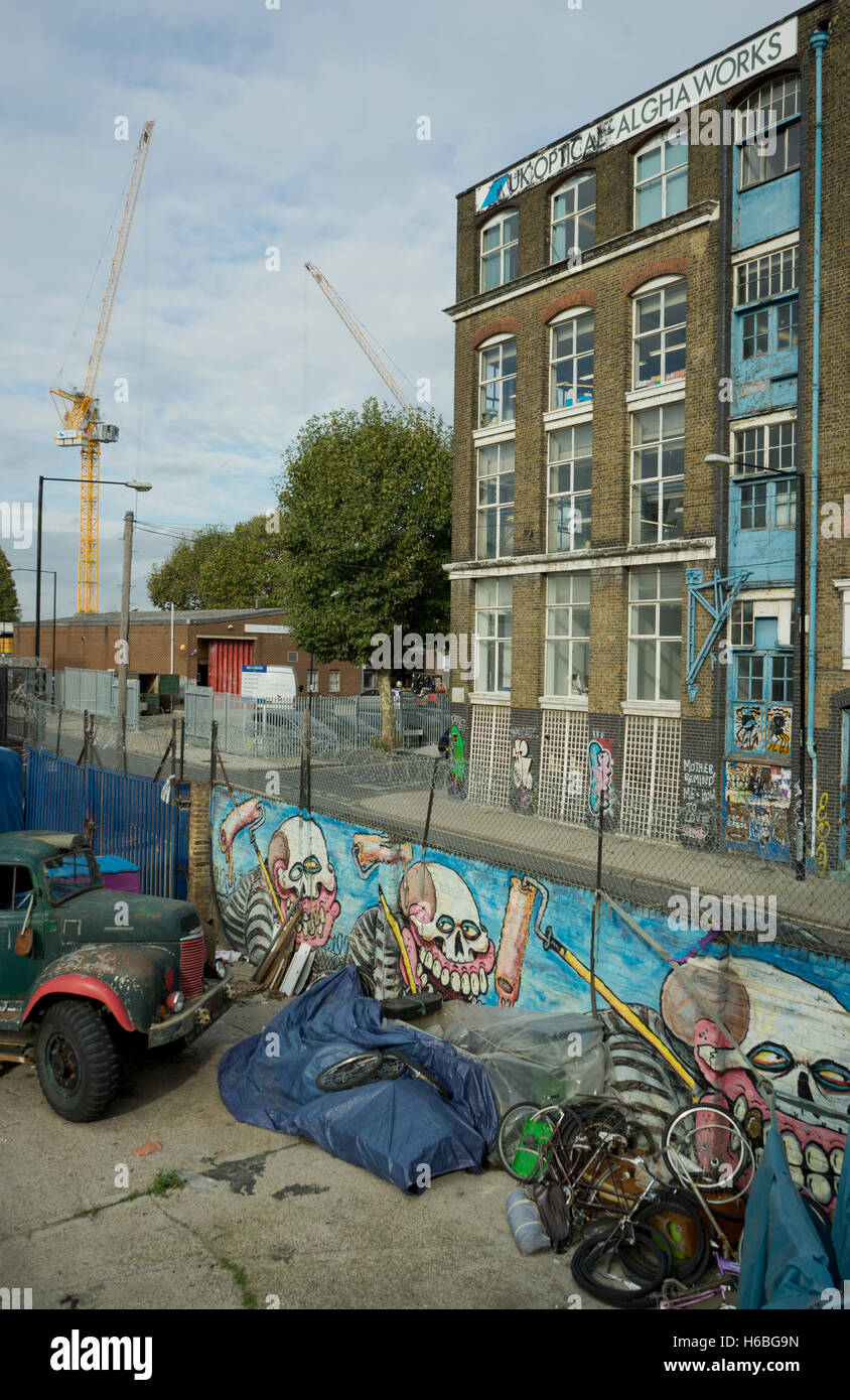 Artists studios and warehouses in Hackney Wick, by Olympic Park, which