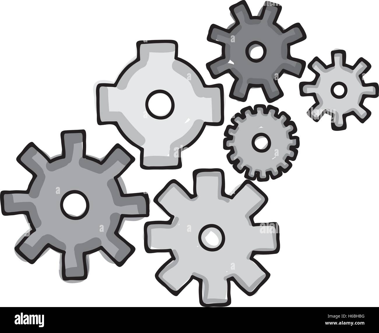 Cartoon Cog Symbol Cut Out Stock Images & Pictures - Alamy