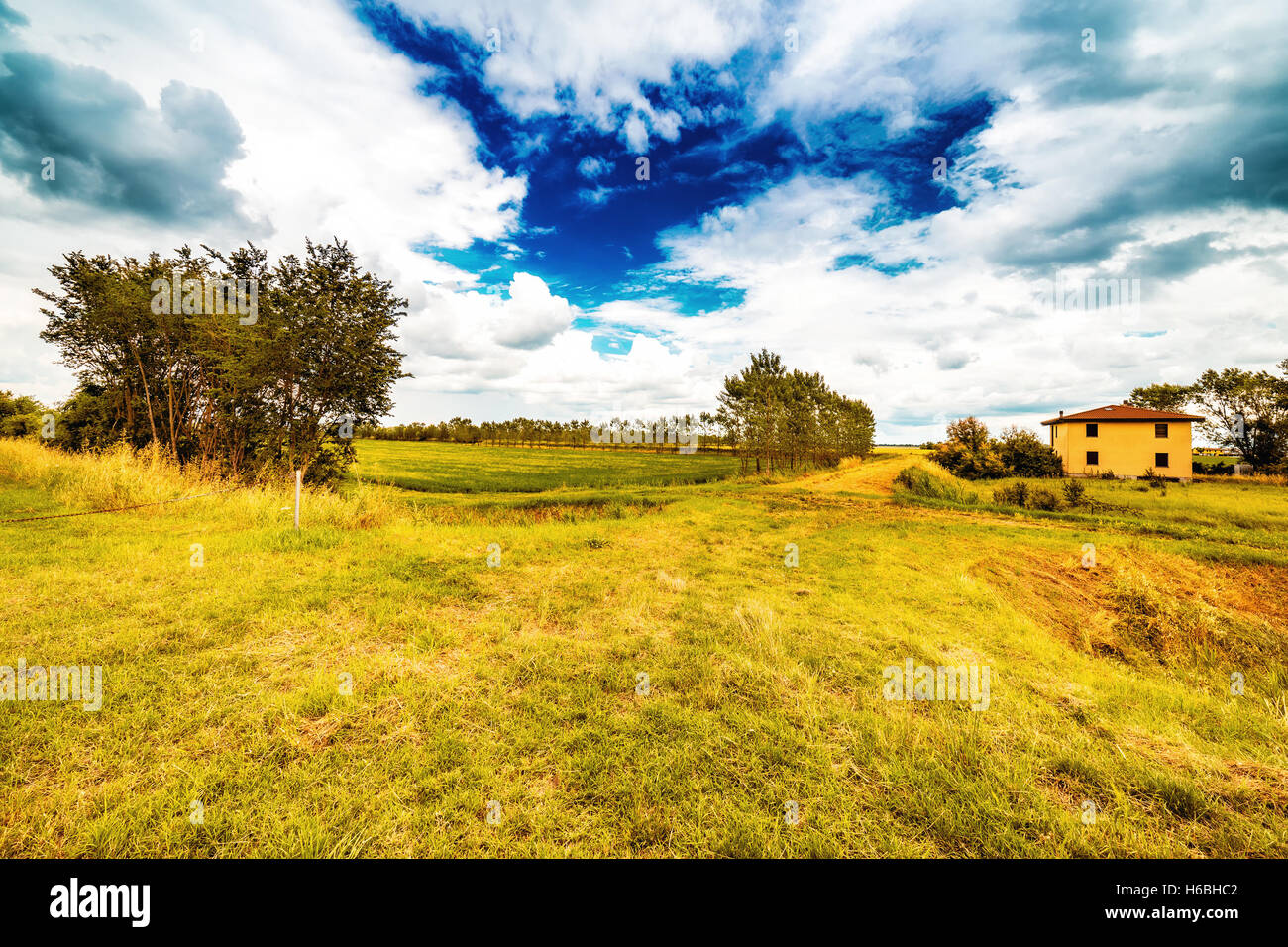 bucolic landscape of the countryside of Romagna in Italy Stock Photo