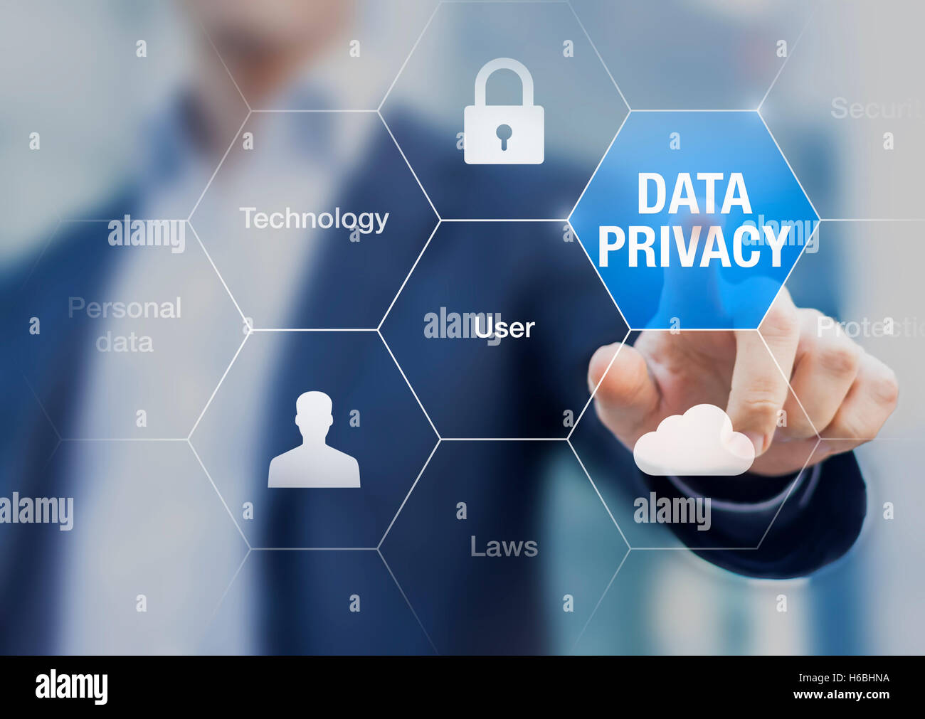 Data privacy enable to protect personal data on internet while providing technology services to users Stock Photo