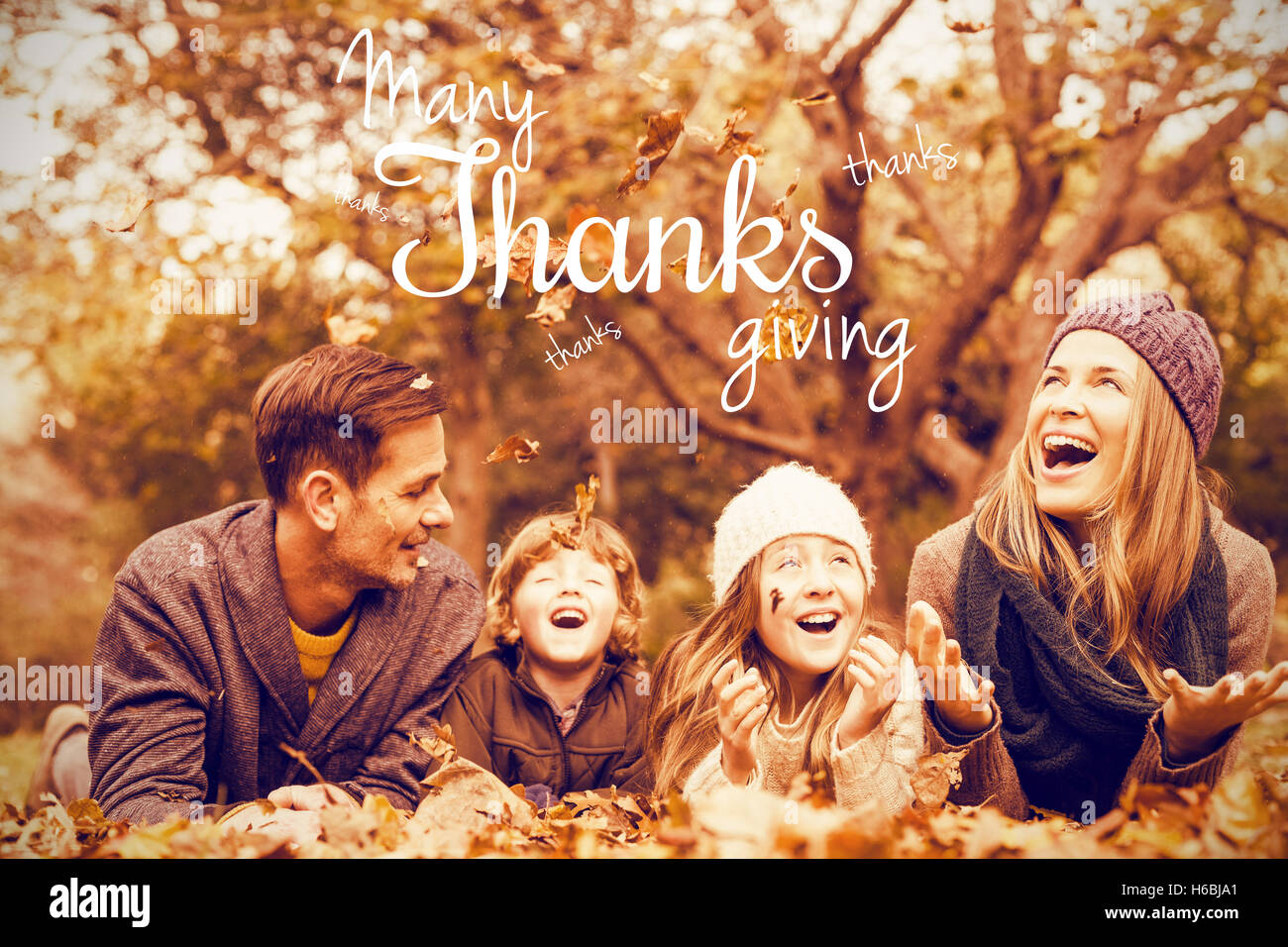 Composite image of happy thanksgiving day message Stock Photo