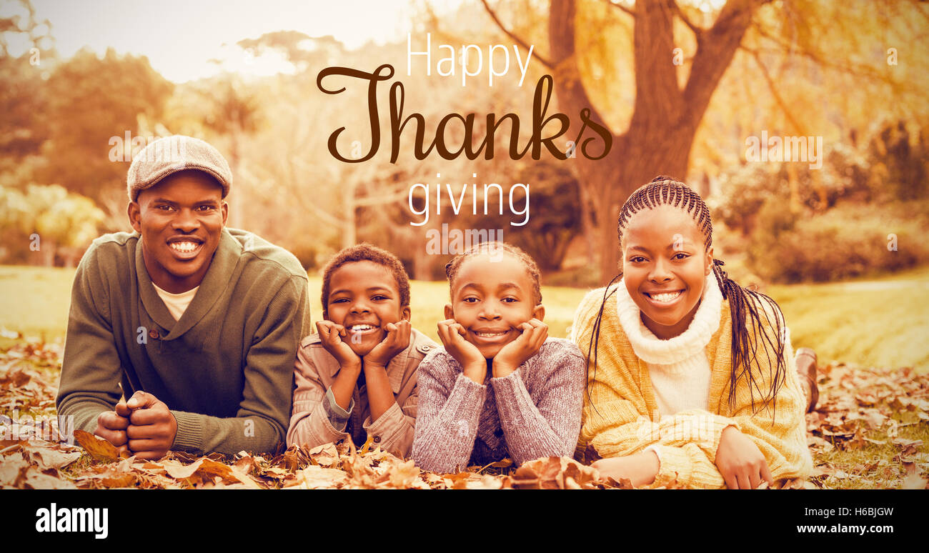 Composite image of thanksgiving greeting text Stock Photo