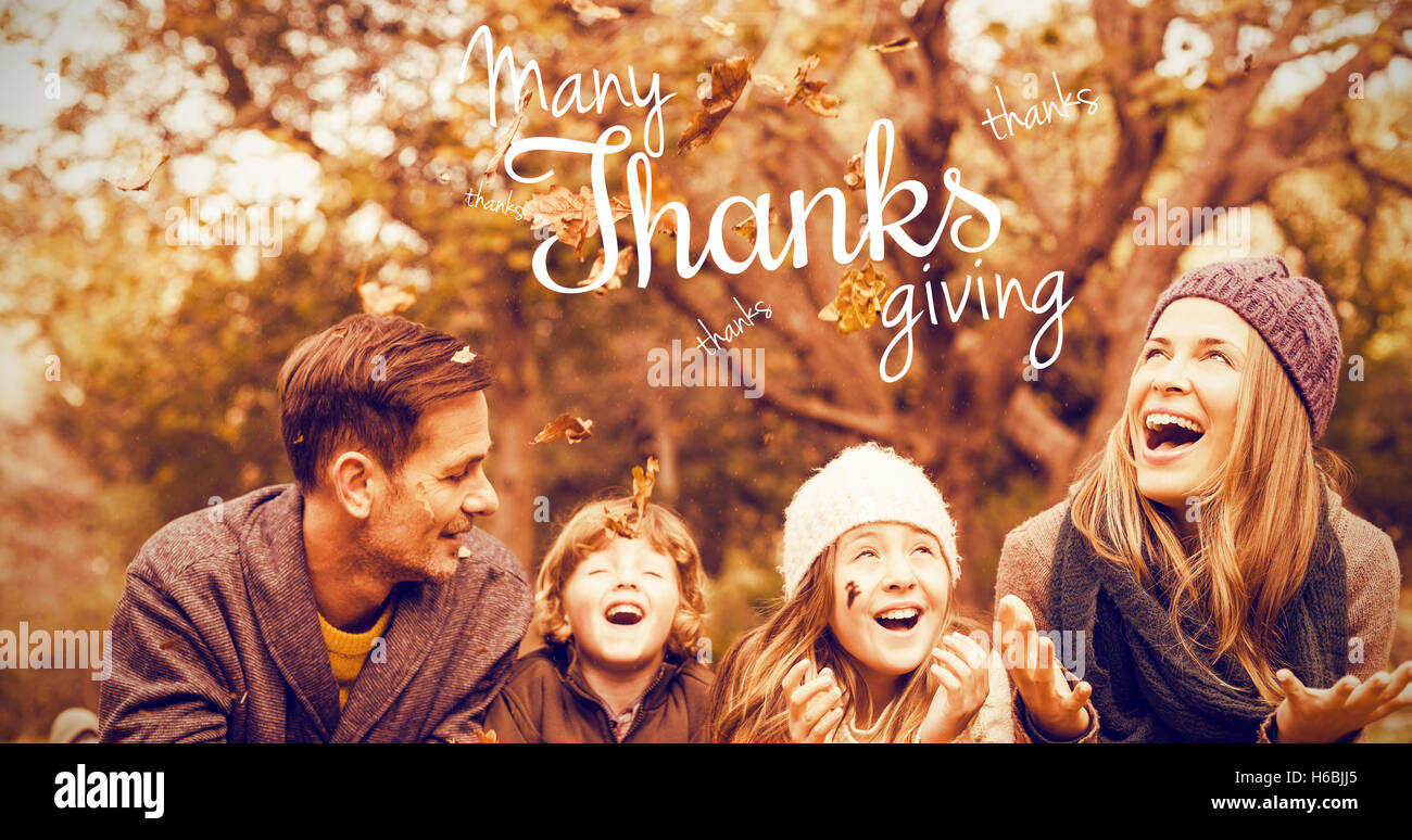 Composite image of happy thanksgiving day message Stock Photo