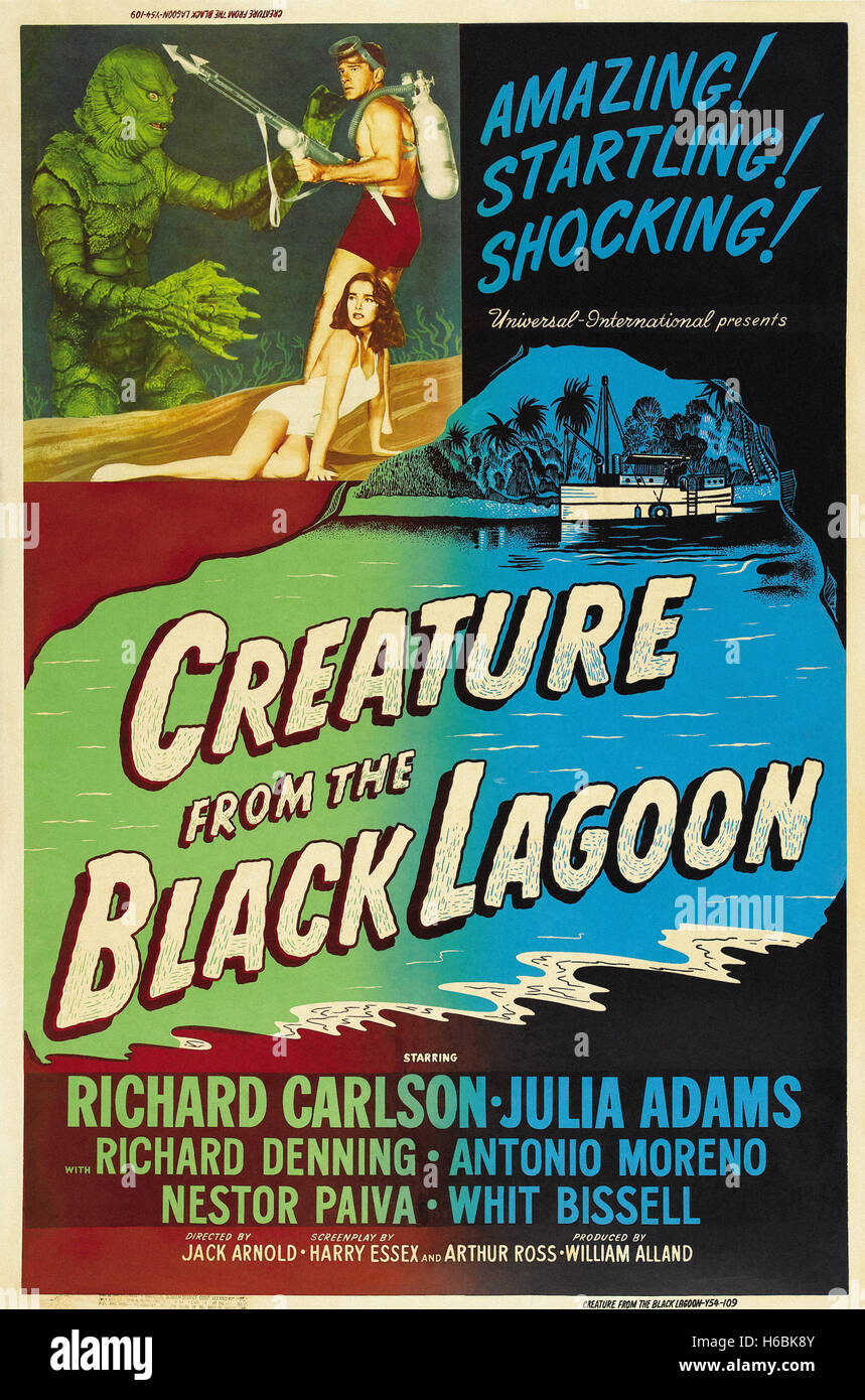 Creature From The Black Lagoon  - Movie Poster - Stock Photo