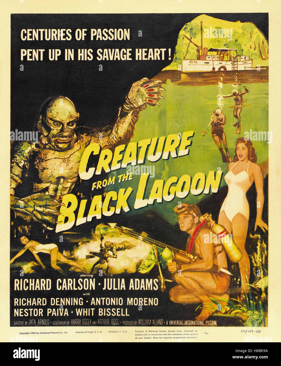 Creature From The Black Lagoon  - Movie Poster - Stock Photo